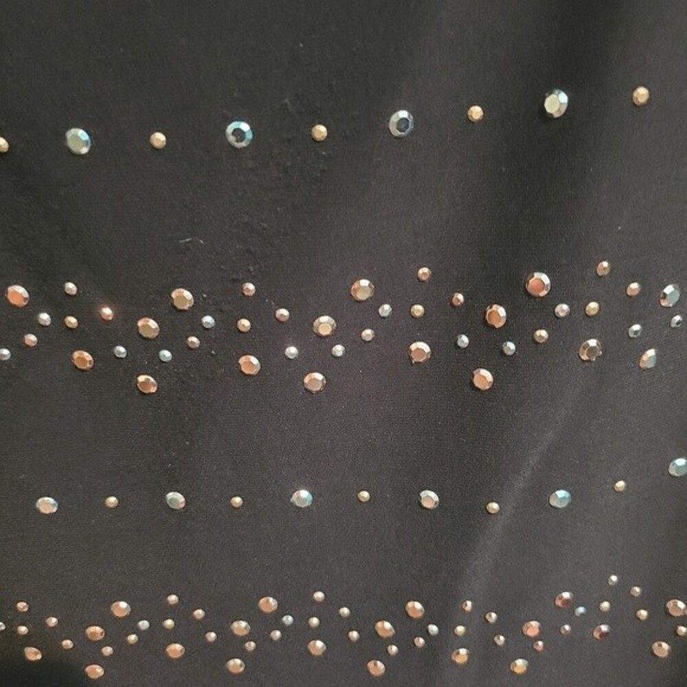 White House Black Market Black Dress with Gold Accents - Picture 4 of 7